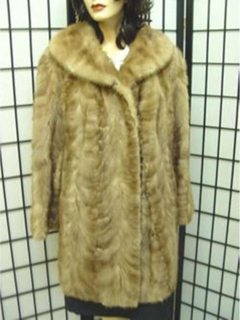 PRE-OWNED PASTEL MINK FUR COAT WOMEN 10-12